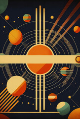 Obraz premium Vintage style science fiction outer space, galaxy planets. Generative ai