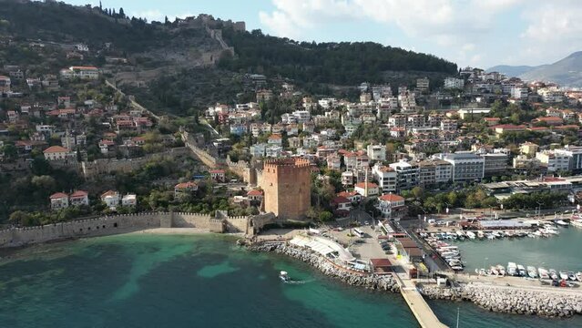 Kızıl Kule. Red Tower. Alanya. Turkey. Fortress. Mediterranean Sea. Port