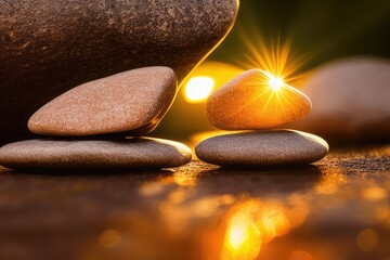 High-Resolution Image of Balanced Stones Showcasing Equilibrium, Perfect for Adding a Serene and Harmonious Element to any Design Project