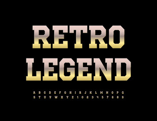 Obraz premium Vector stylish Sign Retro Legend. Modern Golden Font. Artistic Alphabet Letters and Numbers set