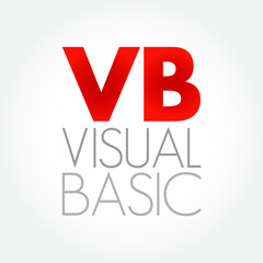 VB - Visual Basic is a name for a family of programming languages, acronym text concept background