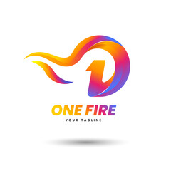 Gradient One Fire Logo Gaming Template
