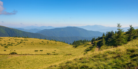 green mountain landscape. view in to the distant ridge. warm summer forenoon