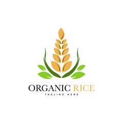premium rice organic natural product banner logo design