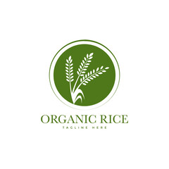 premium rice organic natural product banner logo design