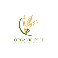 Fototapeta na wymiar premium rice organic natural product banner logo design