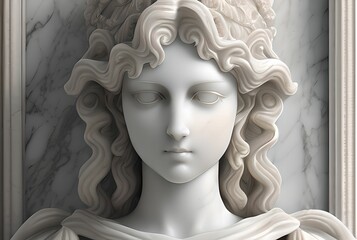 A marble statue of a woman, in greco roman style, generative ai, 3:2 