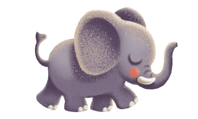 Cute cartoon baby elephant. African wild animal. Safari with animals. Animal cartoon character design. Isolated illustrations on a white background.