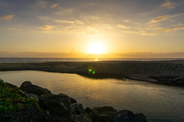 Fototapeta na wymiar A beautiful glowing sunset in Laguna Beach, California.