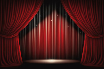 red stage curtains.Generative Ai
