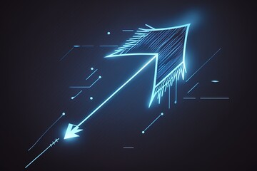 Fototapeta premium Market graph going up, blue neon lights, abstract illustration