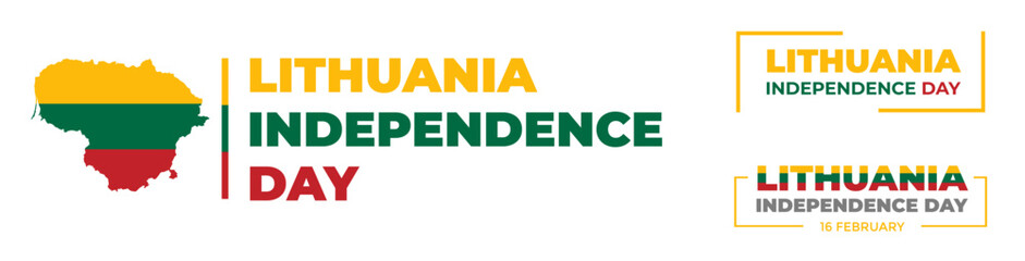 Lithuania Independence Day typography design background with maps.