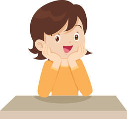 people thinking sitting and rest her chin in hands