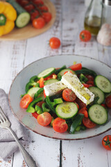 Traditional Greek salad on the plate