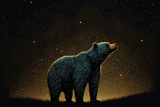 Black night sky plenty of stars with Great Bear. Generative AI