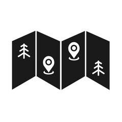 Vector illustration, location icon, route, travel map. Flat design.