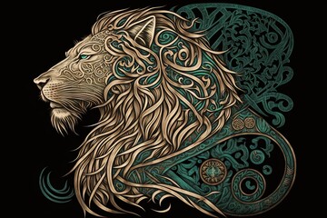 intricate gaelic lion design illustration. Beautiful Artwork illustration