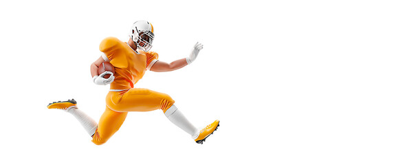 Realistic silhouette of a NFL american football player man in action isolated white background.