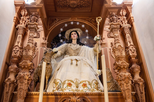 Image of Virgin Divina Pastora de Triana, Divine Shepherdess of Triana inside of The Royal Parish of Santa Ana (Saint Anne) in Seville, in the Triana neighborhood, popularly the Cathedral of Triana.