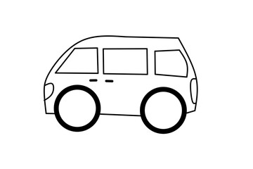 Minivan car sketch on white background. Vector illustration.