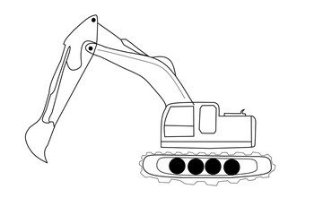 Excavator sketch on white background. Vector illustration.