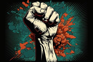 Silhouette raised fist hand clenched protest punch vector icon logo illustration isolated