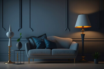 modern living room with sofa.Generative Ai
