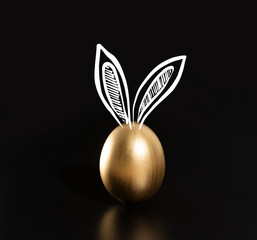 Happy Easter, Rabbits's ears, Gold eggs.
