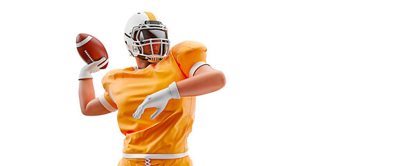 Realistic silhouette of a NFL american football player man in action isolated white background.