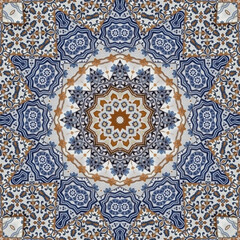 Luxury oriental tile seamless pattern floral background. Mandala boho chic style