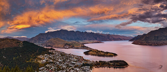 Queenstown at sunset, New Zealand
