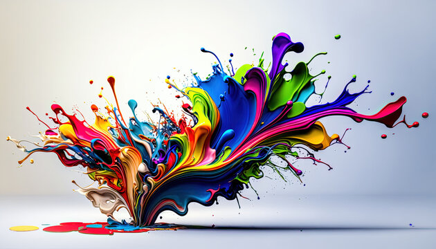 Farbige flüssige Farbspritzer aus Öl oder flüssigem Acryl Digital Art  Background Hintergrund Generative AI Illustration Cover 3D Magazin  Stock-Illustration | Adobe Stock