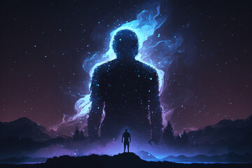 Fototapeta na wymiar silhouette of a person in the night