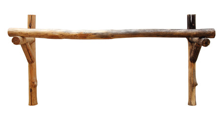 Wooden clothes line isolated with clipping path