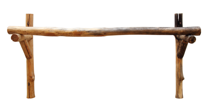 Wooden clothes line isolated with clipping path