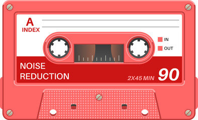 Cassette template. Retro media production tape side