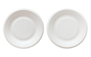 white disposable plate isolated with clipping path