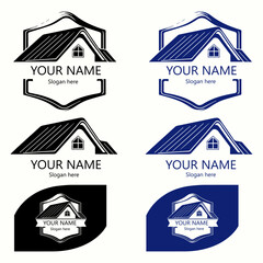 logo template for roofing services, roof logo, business card