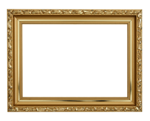Gold picture frame isolated with clipping path