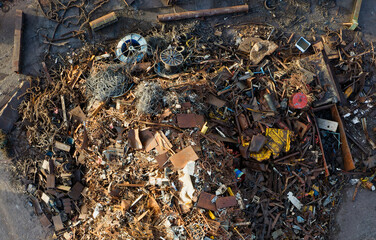 Scrap metal recycling compound viewed from above