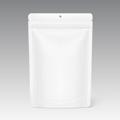 Blank pouch bag mockup. Vector illustration. Front view. Mockup will make the presentation look as realistic as possible. EPS10.	