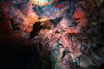 Cave with colorful wall in Iceland