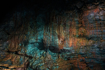 Cave with colorful wall in Iceland