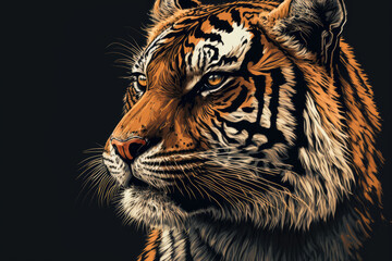 Zoo portrait of a male tiger. Generative AI