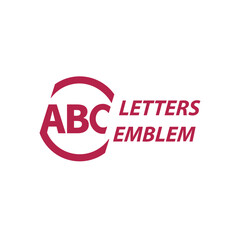 ABC letters in the stylized circle. Monochrome minimalistic typographical logo. Vector template of emblem for schools, courses, education or other business