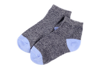 Pair of cute baby socks isolated on white