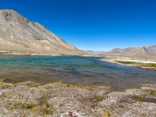 Fototapeta na wymiar The clear water in Pamir.