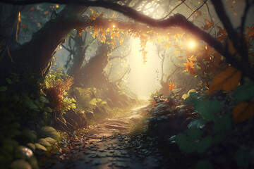 sunlight, fairy forest, octane render, ultrarealistic, dramatic, cinematic