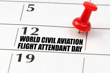 On the calendar grid, the date and name of the holiday - July 12 - World Civil Aviation Flight...
