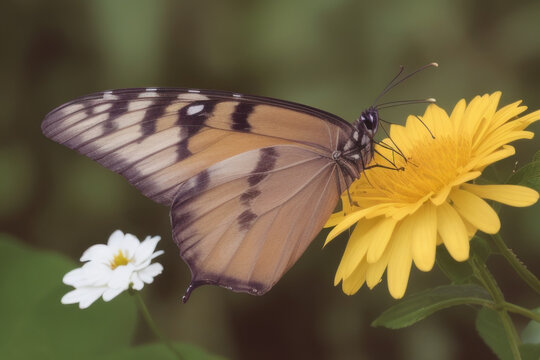 Butterfly resting on a yellow flower